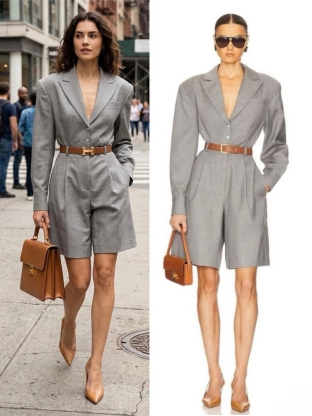 HELSA NWT Grey Wool The Short Meeting Tailored Blazer Style Romper Rare Size XL